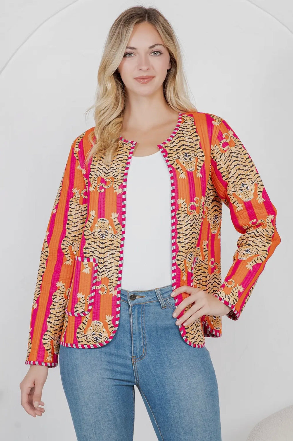 Tiger striped quilt jacket