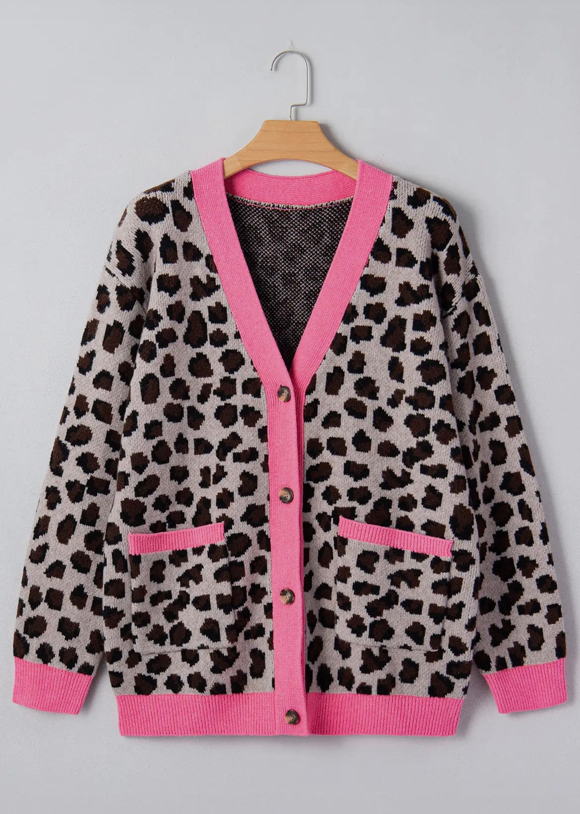 Pink leopard cardigan