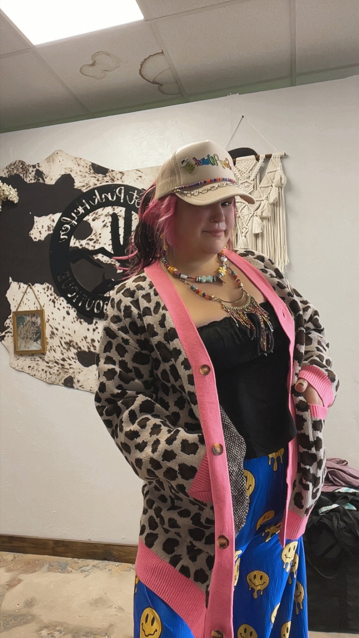 Pink leopard cardigan